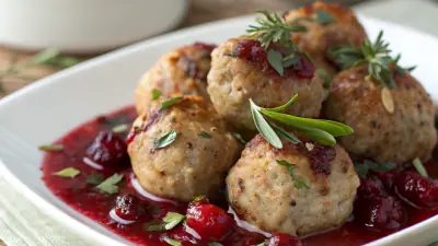 Winter Herb Turkey Meatballs with Cranberry Glaze - image 1